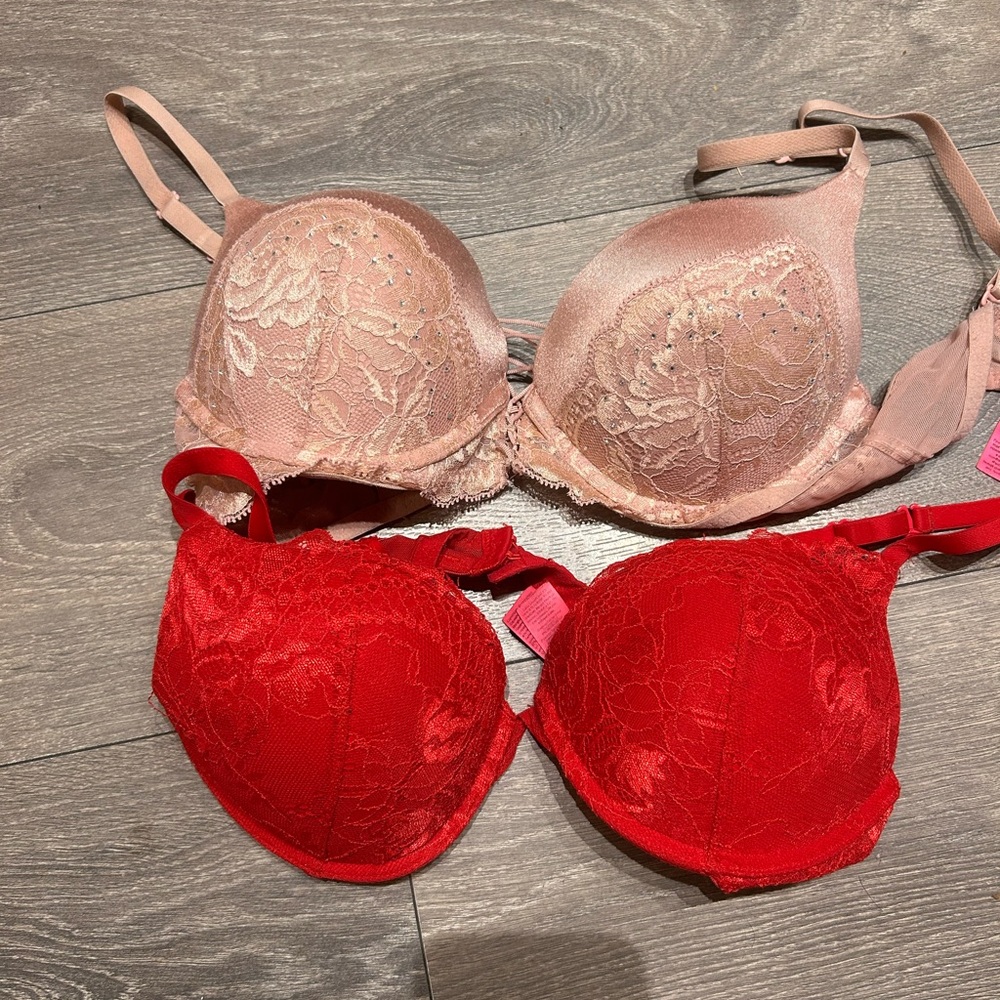 2 for one La Senza push up sugar bras   - Red and Pink